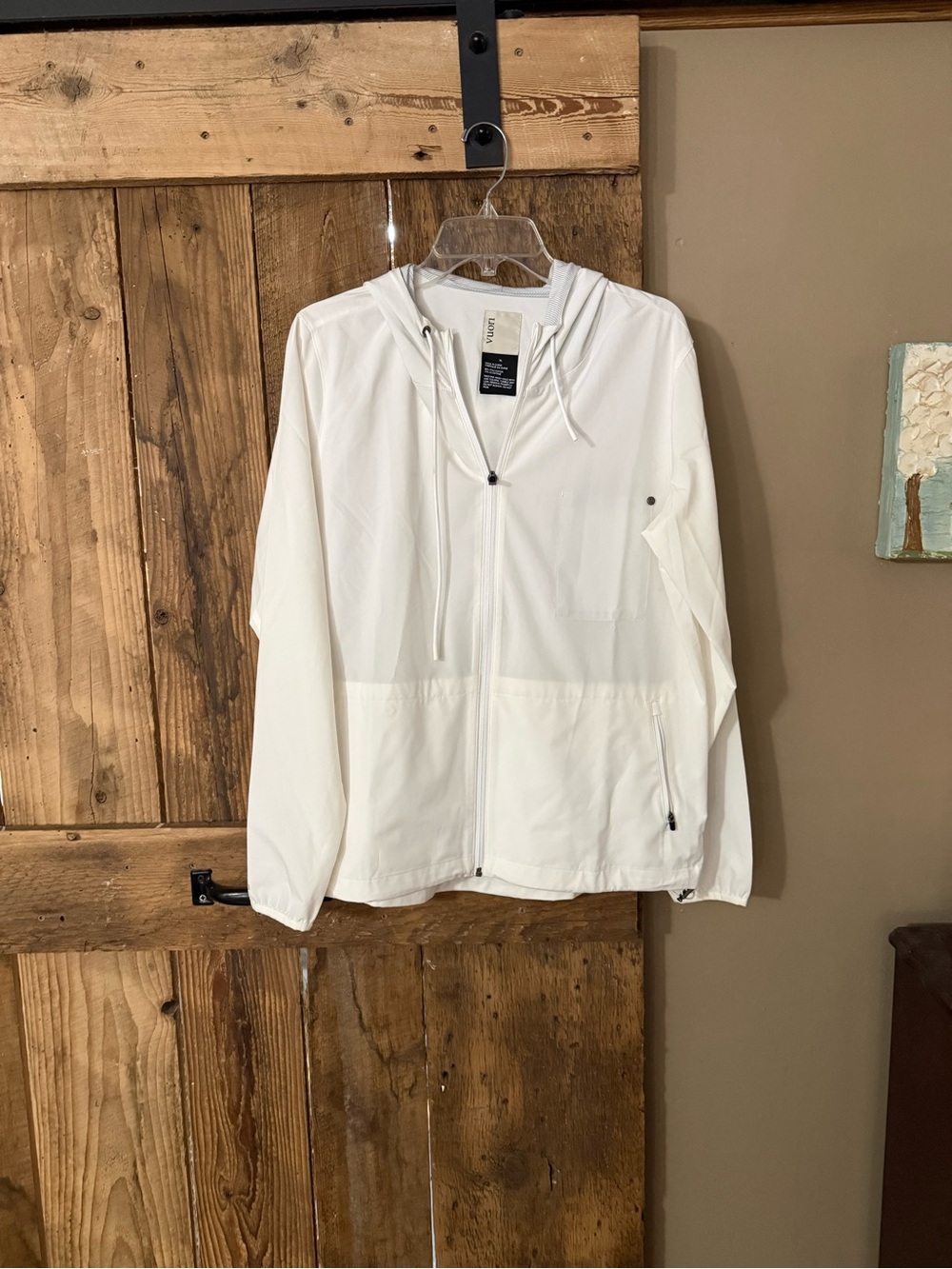 Vuori White Hooded Zip Windbreaker